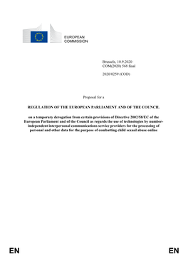 568 Final 2020/0259 (COD) Proposal for a REGULATION of THE