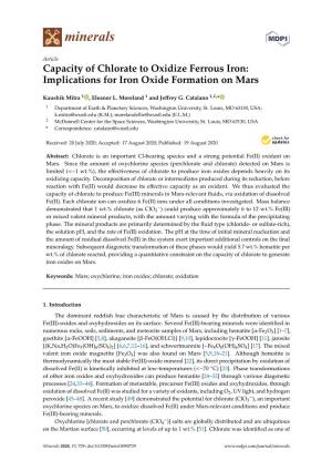 Capacity of Chlorate to Oxidize Ferrous Iron: Implications for Iron Oxide Formation on Mars