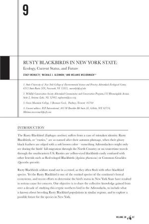 RUSTY BLACKBIRDS in NEW YORK STATE: Ecology, Current Status, and Future