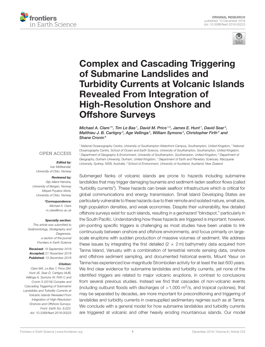 Complex and Cascading Triggering of Submarine Landslides And