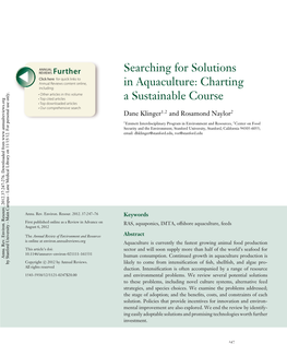Searching for Solutions in Aquaculture: Charting a Sustainable Course