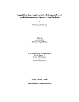 Happy Fish: a Novel Supplementation Technique to Prevent Iron Deficiency Anemia in Women in Rural Cambodia