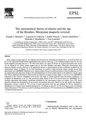 The Astronomical Theory of Climate and the Age of the Brunhes-Matuyama Magnetic Reversal