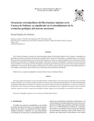 Secuencias Estratigráficas Del Berriasiano-Aptiano En La Cuenca De Sabinas: Su Significado En El Entendimiento De La Evolución Geológica Del Noreste Mexicano