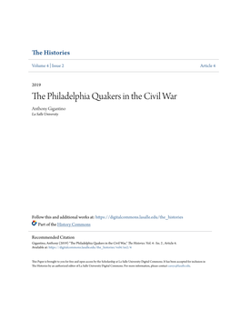 The Philadelphia Quakers in the Civil War by Anthony Gigantino