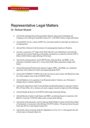 Representative Legal Matters Dr