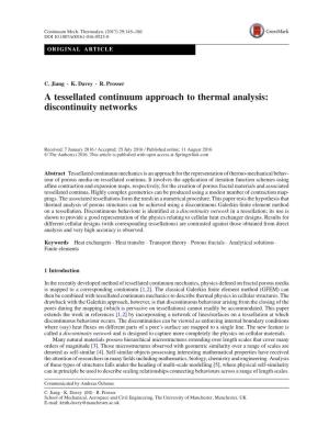 A Tessellated Continuum Approach to Thermal Analysis: Discontinuity Networks