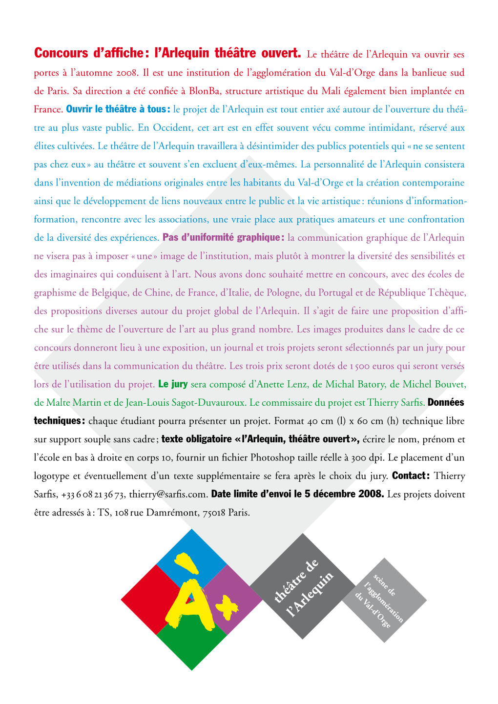 Théâtre De L'arlequin Concours D'affiche : L'arlequin Théâtre Ouvert