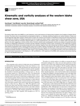 Kinematic and Vorticity Analyses of the Western Idaho Shear Zone, USA