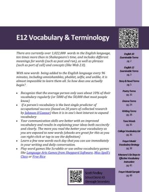 English 12 Vocabulary Package