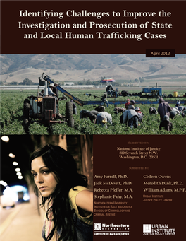 Identifying Challenges to Improve the Investigation and Prosecution of State and Local Human Trafficking Cases