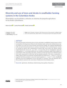 Diversity and Use of Trees and Shrubs in Smallholder Farming Systems In