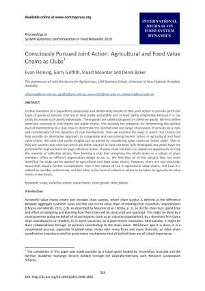 Agricultural and Food Value Chains As Clubs 1