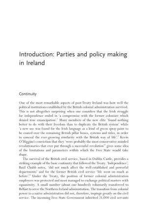 Introduction: Parties and Policy Making in Ireland