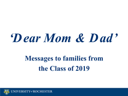 Messages to Families from the Class of 2019