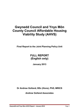 Affordable Housing Viability Study (AHVS)