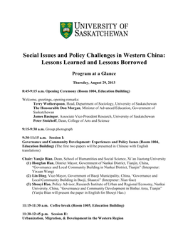 Social Issues and Policy Challenges in Western China: Lessons Learned and Lessons Borrowed