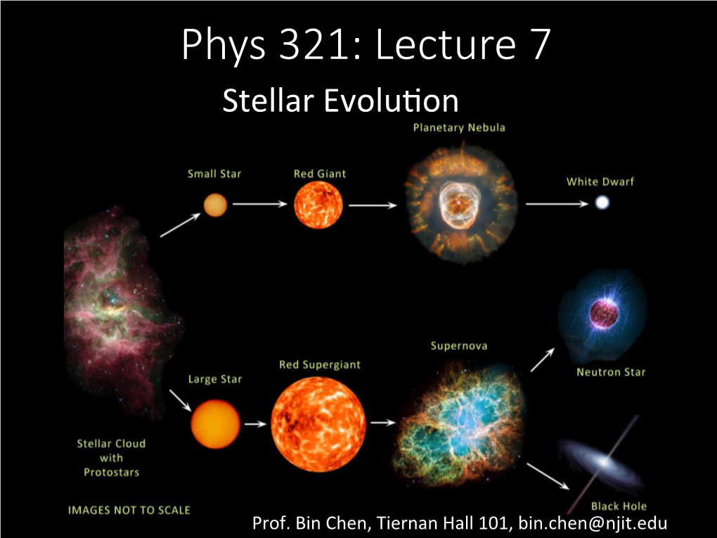 Phys 321: Lecture 7 Stellar Evolu�On