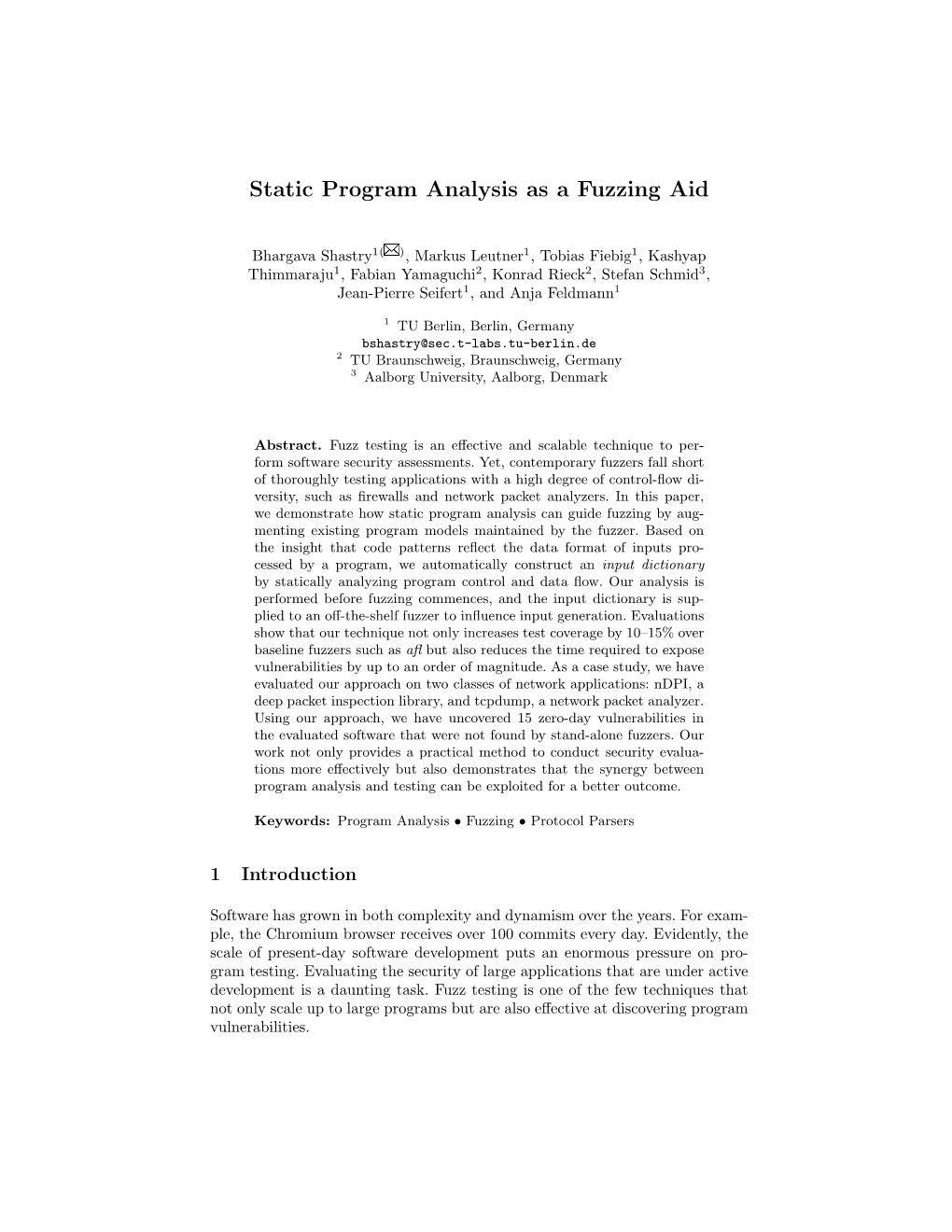 Static Program Analysis As a Fuzzing Aid