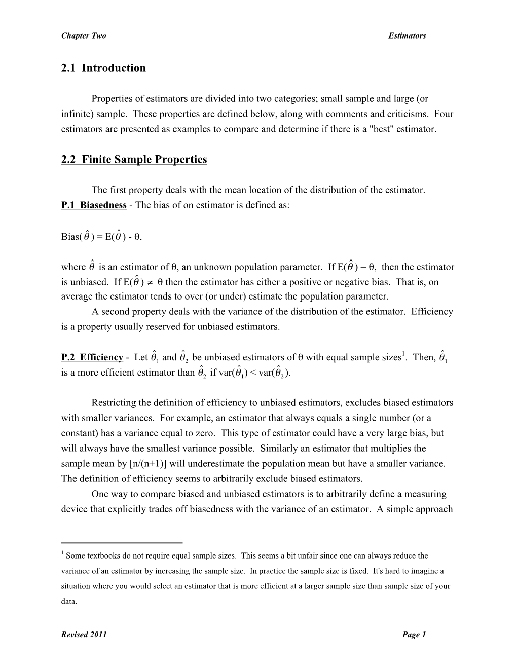 Ch. 2 Estimators