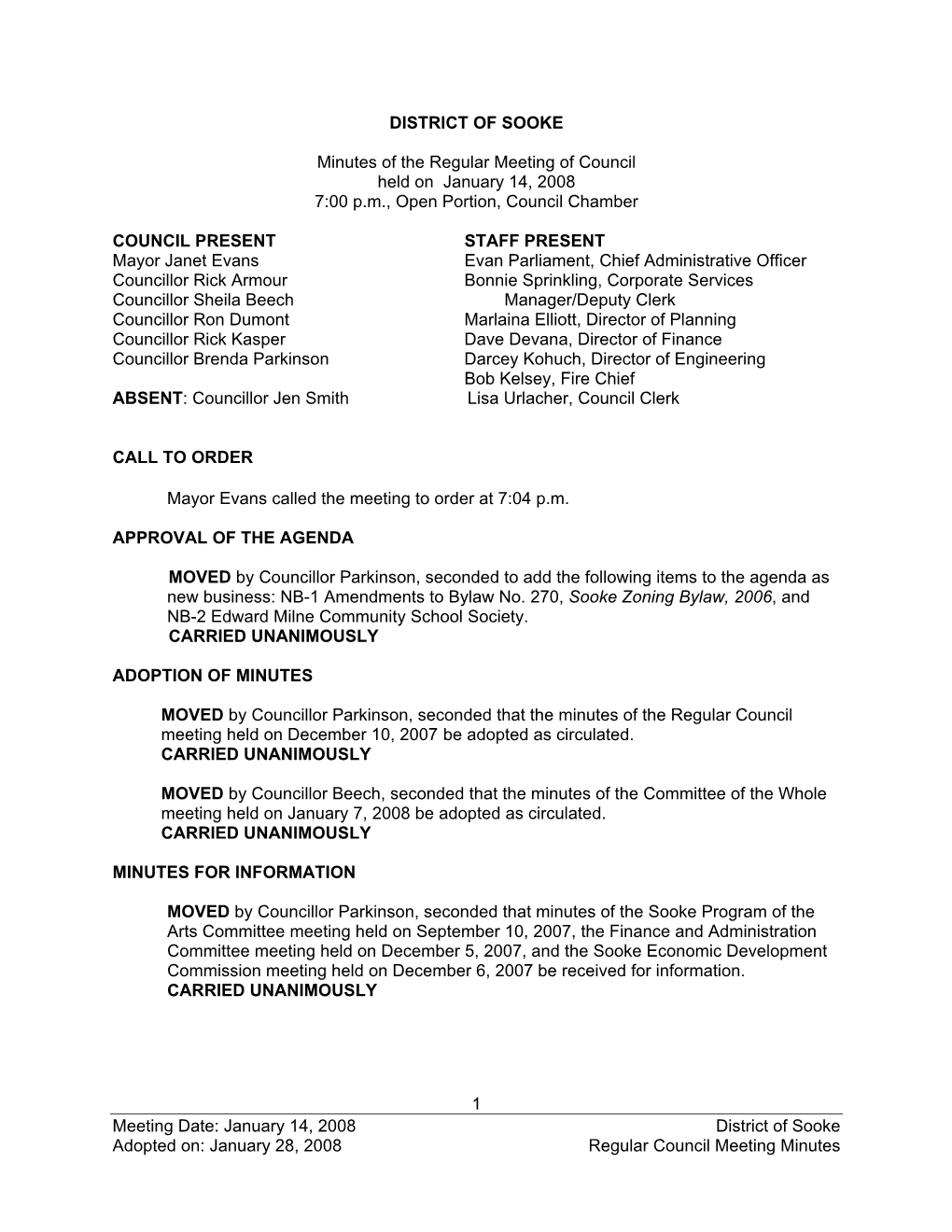 2008 Reg Council Minutes