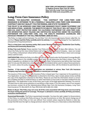 Long-Term Care Insurance Policy