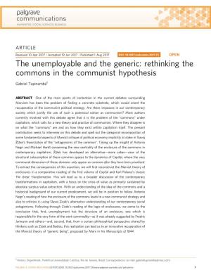 Rethinking the Commons in the Communist Hypothesis