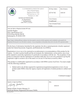 US EPA, Pesticide Product Label, Crew,10/08/2019