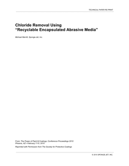Chloride Removal Using “Recyclable Encapsulated Abrasive Media”