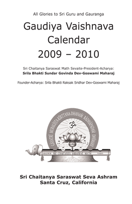 Gaudiya Vaishnava Calendar 2009 – 2010