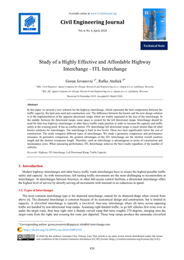 Study of a Highly Effective and Affordable Highway Interchange - ITL Interchange