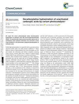 Decarboxylative Hydrazination of Unactivated Carboxylic Acids by Cerium Photocatalysis† Cite This: Chem