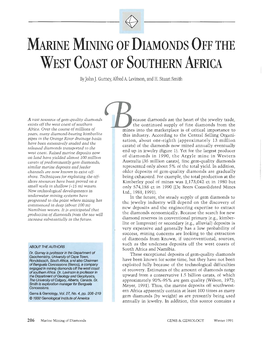 Marine Mining of Dimonds Off the West Coast of Southern Africa
