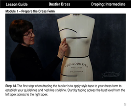 Lesson Guide Bustier Dress Draping: Intermediate Module 1 – Prepare the Dress Form