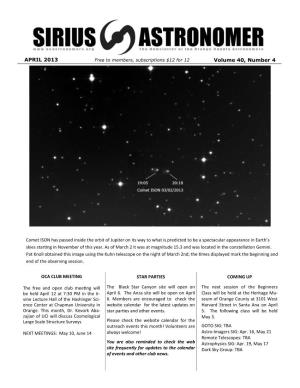 Sirius Astronomer Newsletter