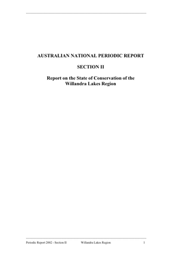 Section II: Periodic Report on the State of Conservation of the Willandra