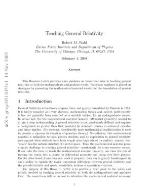 Teaching General Relativity