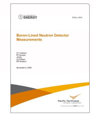 Boron-Lined Neutron Detector Measurements
