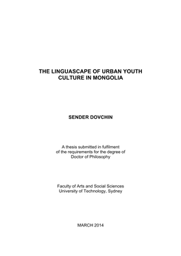 The Linguascape of Urban Youth Culture in Mongolia