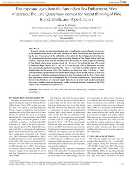 First Exposure Ages from the Amundsen Sea Embayment, West Antarctica: the Late Quaternary Context for Recent Thinning of Pine Island, Smith, and Pope Glaciers