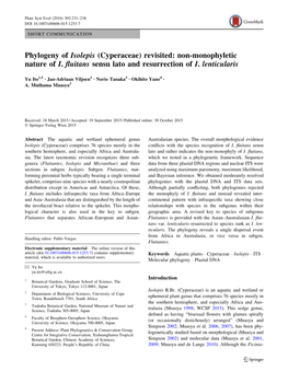 Phylogeny of Isolepis (Cyperaceae) Revisited: Non-Monophyletic Nature of I