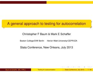 A General Approach to Testing for Autocorrelation