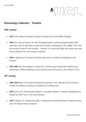 Entomology Collection - Timeline