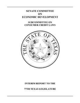 Subcommittees on Consumer Credit Laws Report