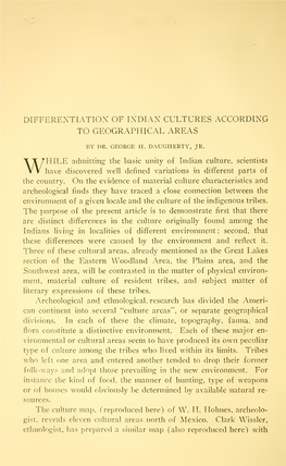 Differentiation of Indian Cultures According to Geographical Areas
