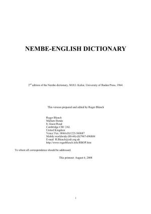Nembe-English Dictionary