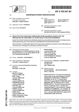 Bioactive Fractions and Compounds from Dalbergia