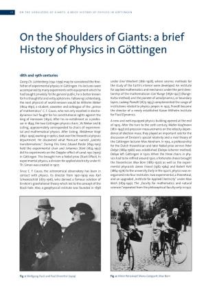 On the Shoulders of Giants: a Brief History of Physics in Göttingen