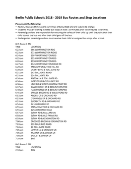 2019 Bus Routes and Stop Locations