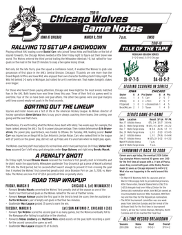 Chicago Wolves Game Notes IOWA at CHICAGO MARCH 9, 2019 7 P.M